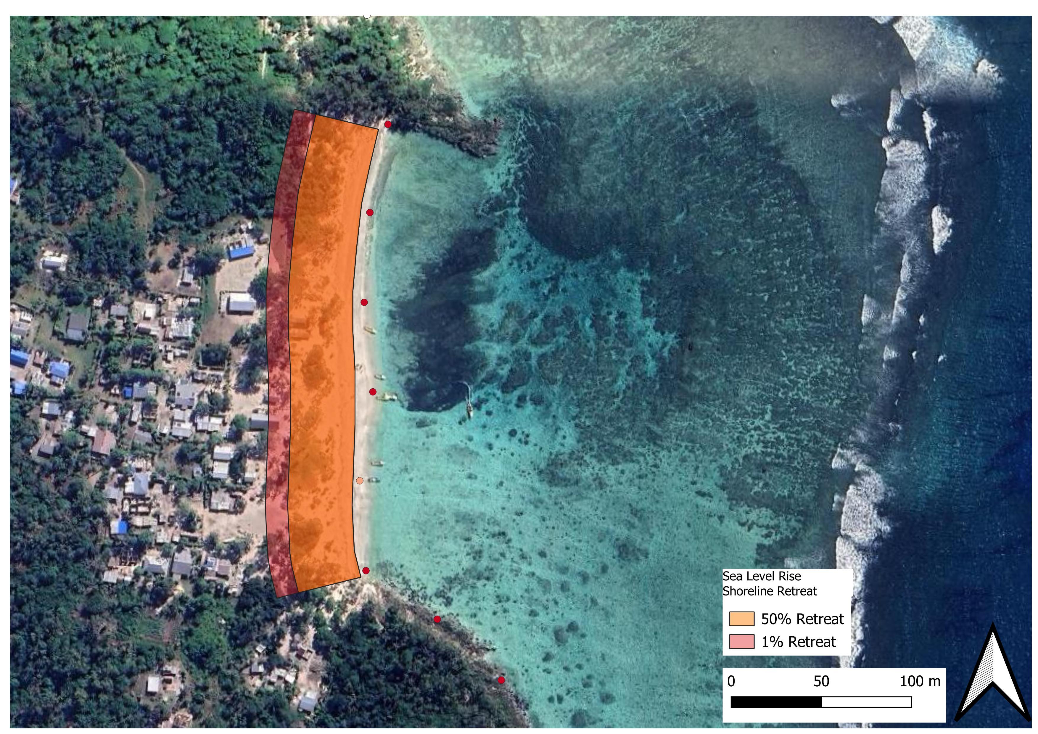 Observed shoreline retreat